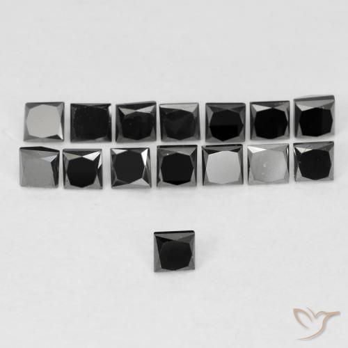 Diamant Noire naturelle Carré, 0.09 ct, Opaque