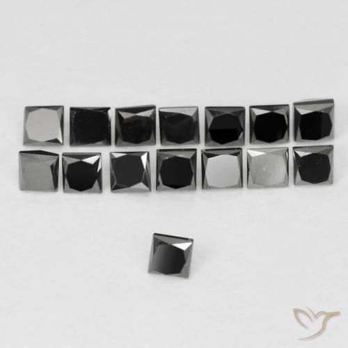 Diamant Noire naturelle Carré, 0.09 ct, Opaque