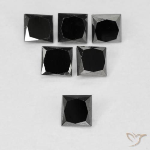 0.13ct Naturel Noire Diamant, Carré, Opaque