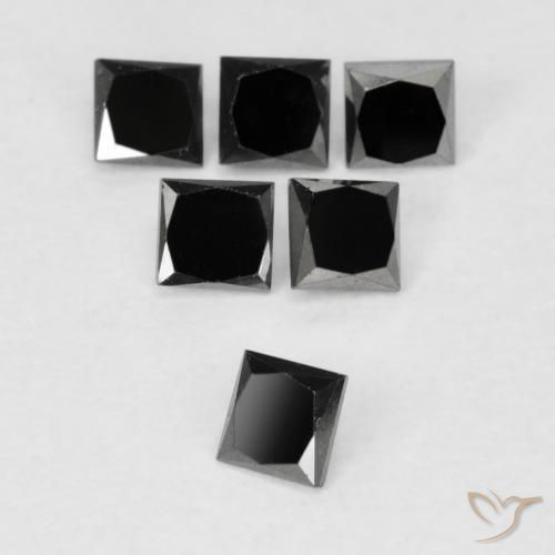Diamant Noire naturelle Carré, 0.13 ct, Opaque