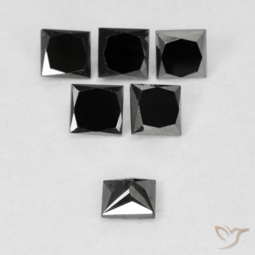 Diamant Noire naturelle Carré, 0.13 ct, Opaque