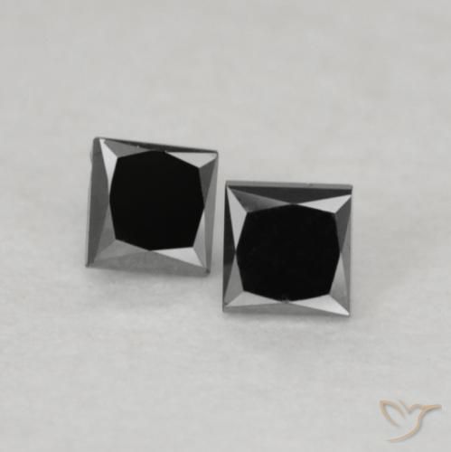0.12ctw Naturel Noire Diamant, Carré, Opaque