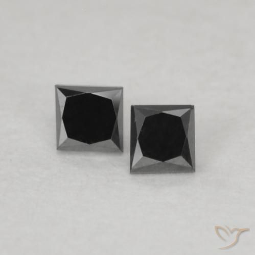 0.13ctw Naturel Noire Diamant, Carré, Opaque