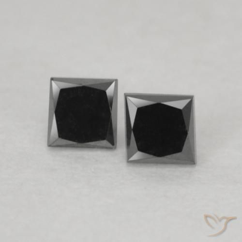 0.19ctw Naturel Noire Diamant, Carré, Opaque