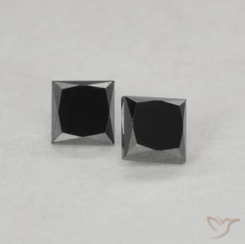 0.13ctw Naturel Noire Diamant, Carré, Opaque