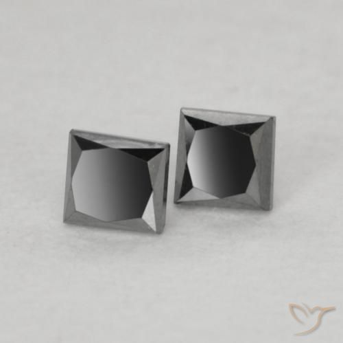 0.16ctw Naturel Noire Diamant, Carré, Opaque