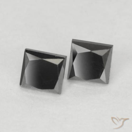 0.22ctw Naturel Noire Diamant, Carré, Opaque
