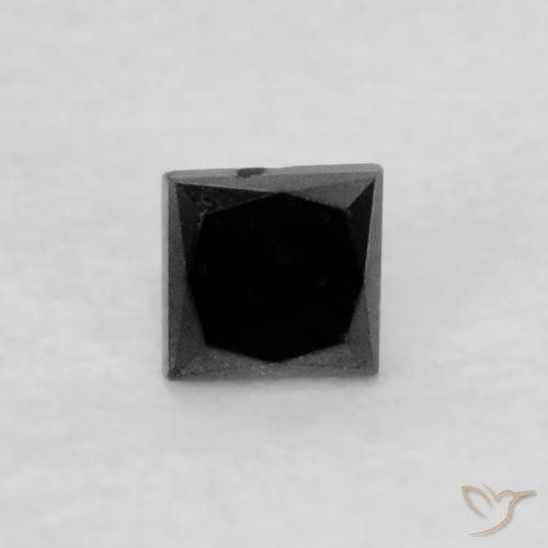 Diamant Noire naturelle Carré, 0.06 ct, Opaque