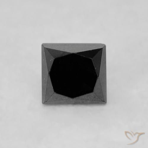 Diamant Noire naturelle Carré, 0.14 ct, Opaque