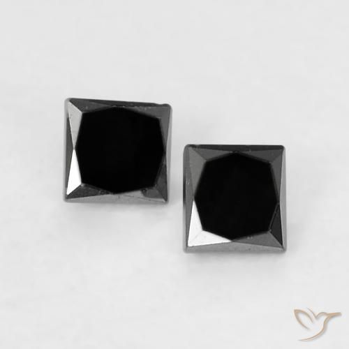 0.11ctw Naturel Noire Diamant, Carré, Opaque