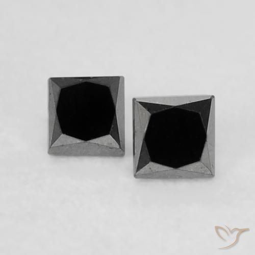 0.14ctw Naturel Noire Diamant, Carré, Opaque