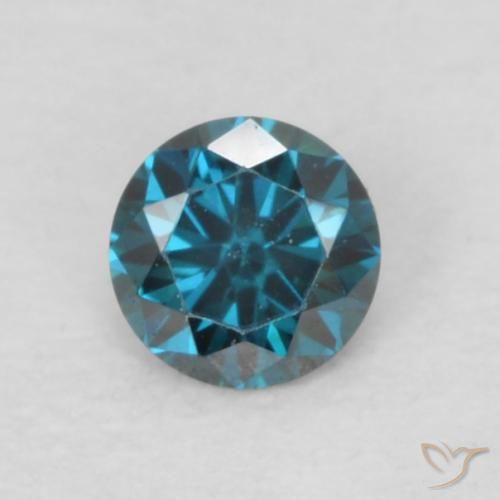 Diamant bleue naturelle coupe roude, 0,07 ct, VVS-VS