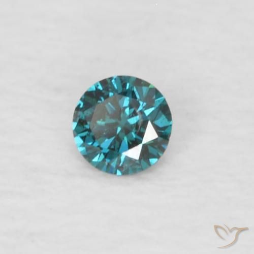 Diamant bleue naturelle coupe roude, 0,03 ct, VVS-VS