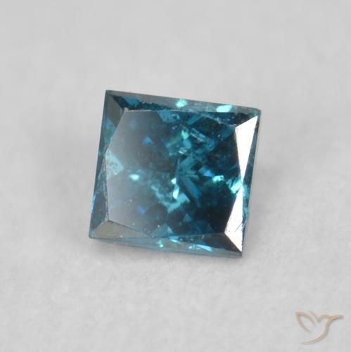 Diamant Bleu naturelle Carré, 0.08 ct, VS-SI