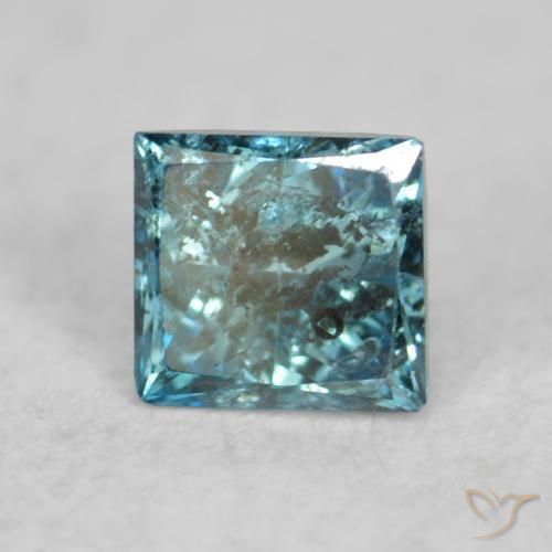 Diamant Bleu naturelle Carré, 0.09 ct, SI