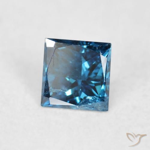 Diamant Bleu naturelle Carré, 0.08 ct, VS-SI