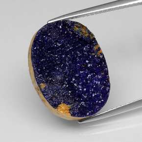 Druzy Azurite Bleu naturelle Coupe ovale, 9.26 ct, Opaque