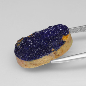 Druzy Azurite Bleu naturelle Coupe ovale, 9.26 ct, Opaque