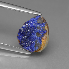 Druse d'azurite bleue naturelle forme fantaisie, 2,15 ct, opaque