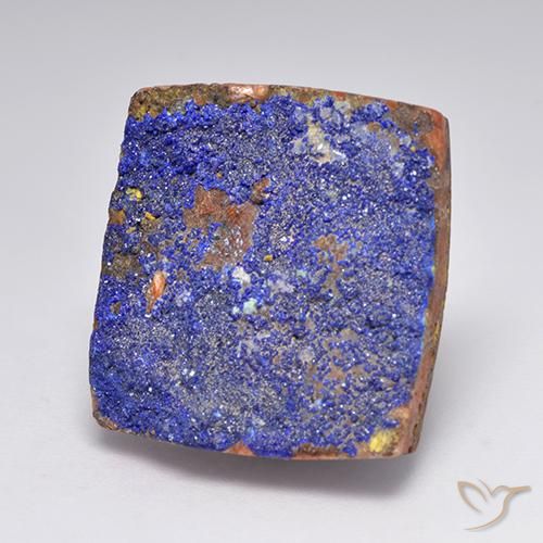 Druse d'azurite bleu grisâtre naturelle baquette, 15,81 ct, opaque