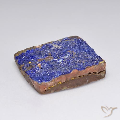 Druse d'azurite bleu grisâtre naturelle baquette, 15,81 ct, opaque