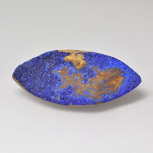 Druse d'azurite bleue naturelle marquise, 6,76 ct, opaque