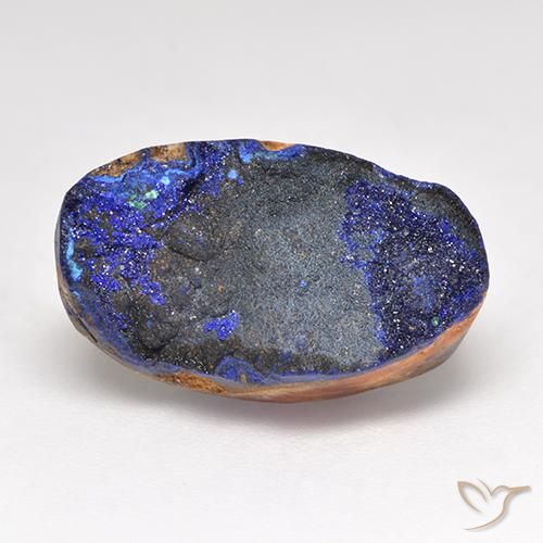 Druse d'azurite bleu marine profond naturelle coupe ovale, 11,28 ct, opaque