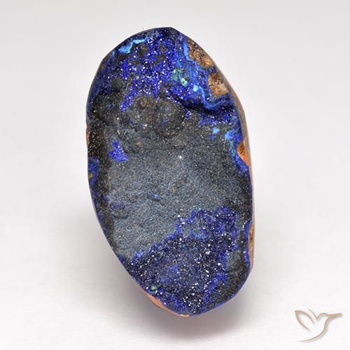 Druse d'azurite bleu marine profond naturelle coupe ovale, 11,28 ct, opaque
