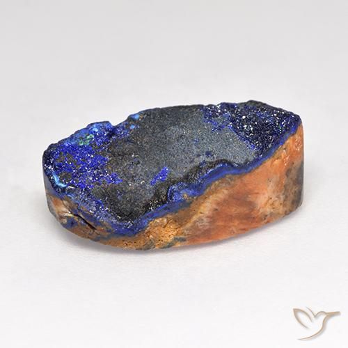 Druse d'azurite bleu marine profond naturelle coupe ovale, 11,28 ct, opaque