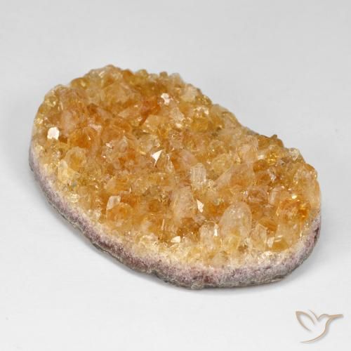 Druzy Citrine Miel Orange naturelle ovale, 66.20 ct, Opaque