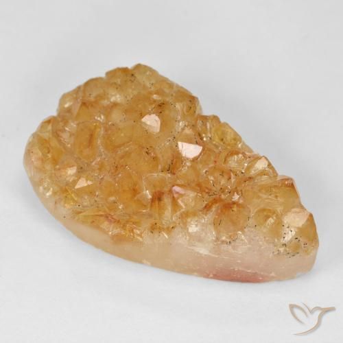 Druzy Citrine Miel Orange naturelle En forme de poire, 19.29 ct, Opaque