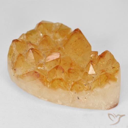 40.00ct Naturel Medium Light-Orange Druzy Citrine, En forme de poire, Opaque