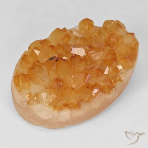 Druzy Citrine Miel Orange naturelle ovale, 47.77 ct, Opaque
