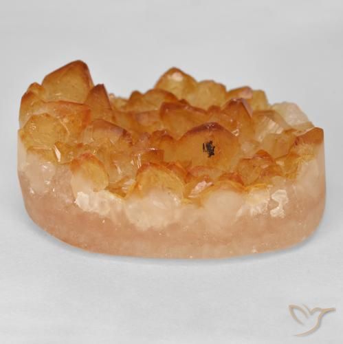 Druzy Citrine Miel Orange naturelle ovale, 47.77 ct, Opaque