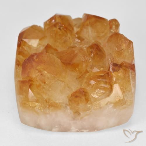 47.04ct Naturel Medium Light-Orange Druse de citrine, Carré, Opaque