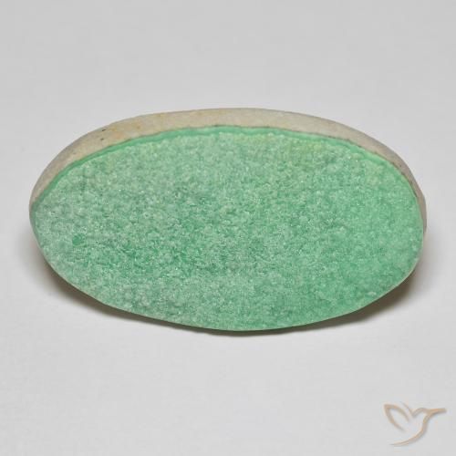 21.94ct Naturel Vert trèfle léger Druzy Variscite, ovale, Opaque