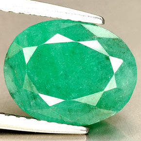 Émeraude vert naturelle coupe ovale, 2,65 ct, SI-I1