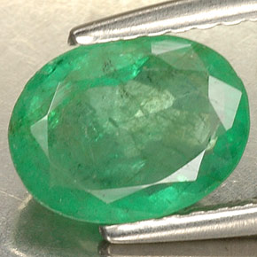 Émeraude vert naturelle coupe ovale, 1,30 ct, SI-I1