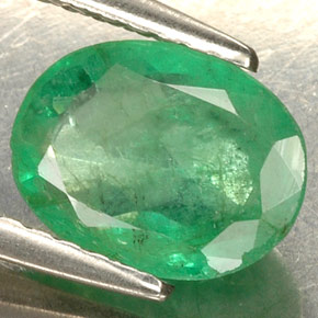 Émeraude vert naturelle coupe ovale, 1,30 ct, SI-I1