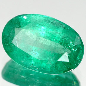 Émeraude vert naturelle coupe ovale, 1,64 ct, VS