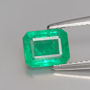Émeraude vert naturelle taille émeraude, 1,24 ct, I1