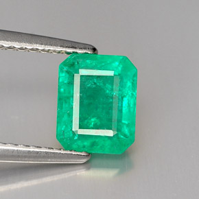 Émeraude vert naturelle taille émeraude, 1,24 ct, I1