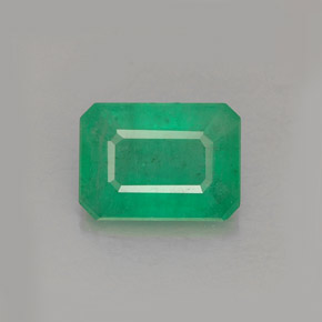 Émeraude vert naturelle taille émeraude, 1,28 ct, I1
