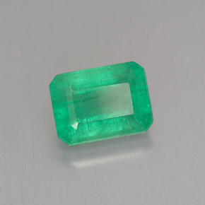 Émeraude vert naturelle taille émeraude, 1,59 ct, I1