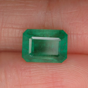 Émeraude vert naturelle taille émeraude, 1,54 ct, I1