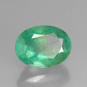 Émeraude vert naturelle coupe ovale, 1,23 ct, I1