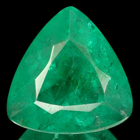 Émeraude vert naturelle trillion, 1,39 ct, I1