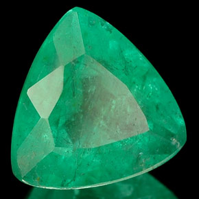 Émeraude vert naturelle trillion, 1,39 ct, I1