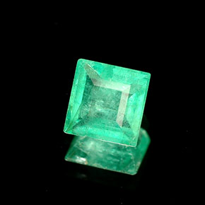 Émeraude vert naturelle carré, 0,50 ct, SI-I1