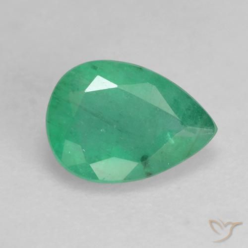 Émeraude Vert jade naturelle En forme de poire, 0.60 ct, I1